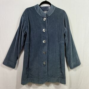 J.Jill Blue Corduroy Boyfriend Chore Jacket Shacket Coatigan Size L Pockets